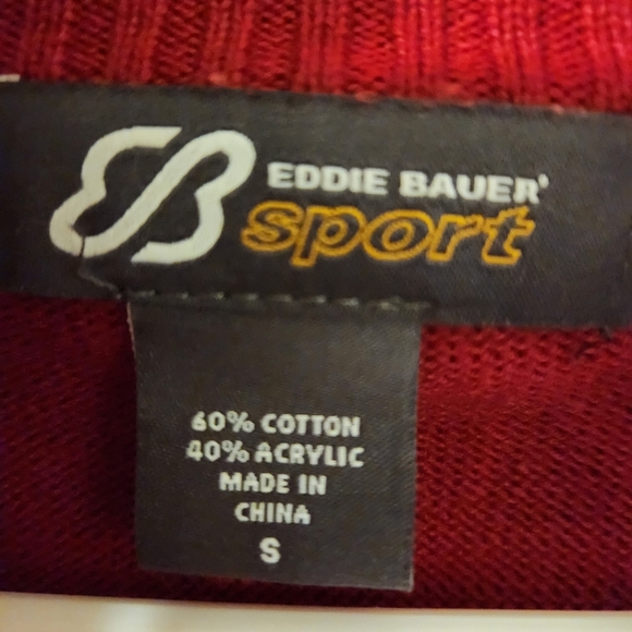 Eddie Bauer Sport Red Zip-Up Sweater Small - Picture 4 of 5